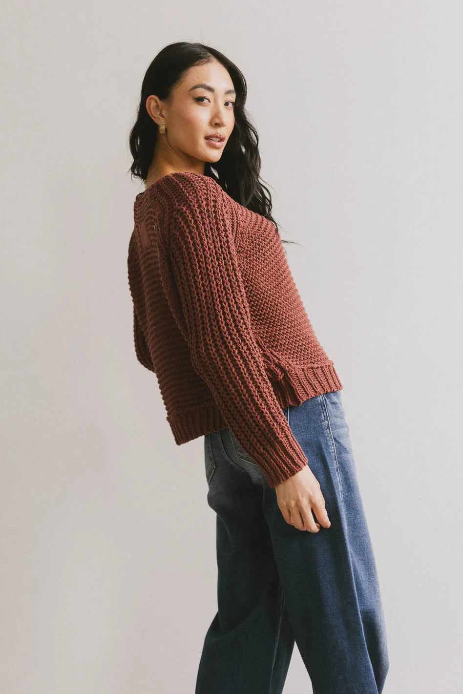 Juniper Textured Sweater in Berry