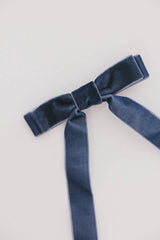 Double Loop Velvet Bow in Blue