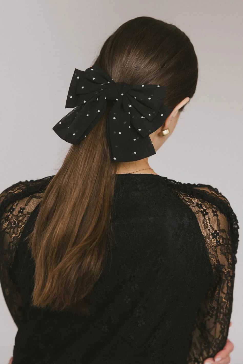 Polka Dot Bow Hair Clip in Black