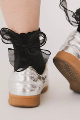 Ruffle Bow Socks in Black