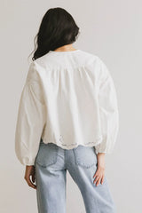 Violet Embroidered Blouse in White