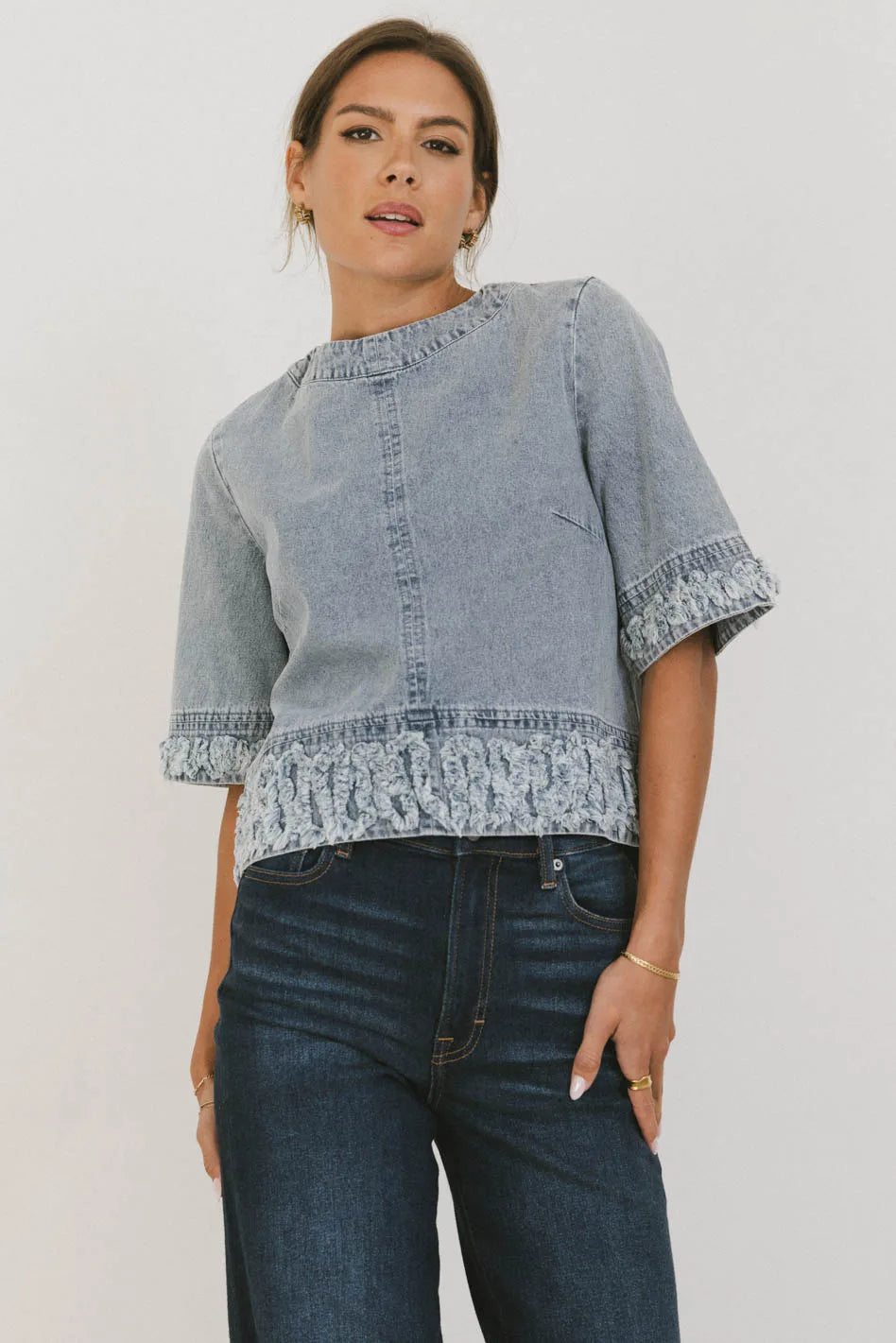 Jana Light Wash Denim Top