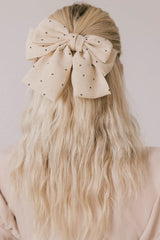 Polka Dot Bow Hair Clip in Ivory