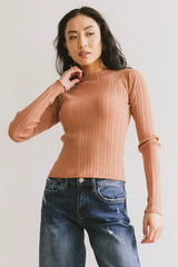 Azizi Ribbed Top in Clay