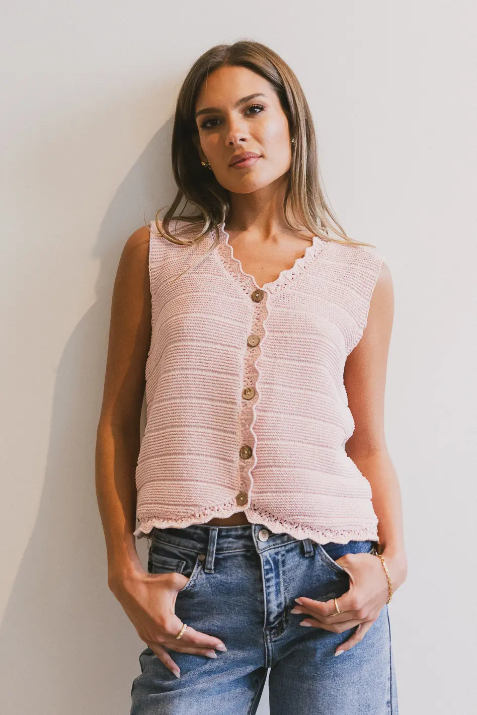 Annie Knit Vest in Blush