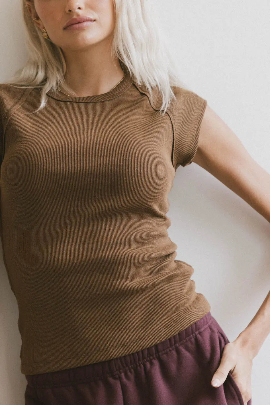 Huxley Cap Sleeve Top in Brown