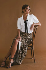 Sidra Paneled Leopard Skirt