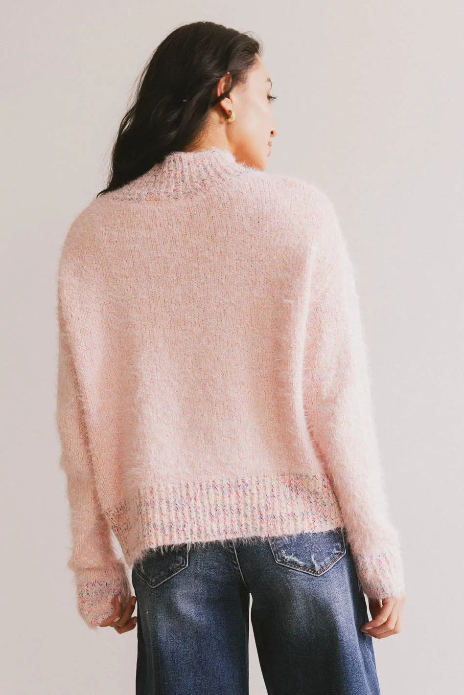 Carla Fuzzy Knit Sweater in Pink