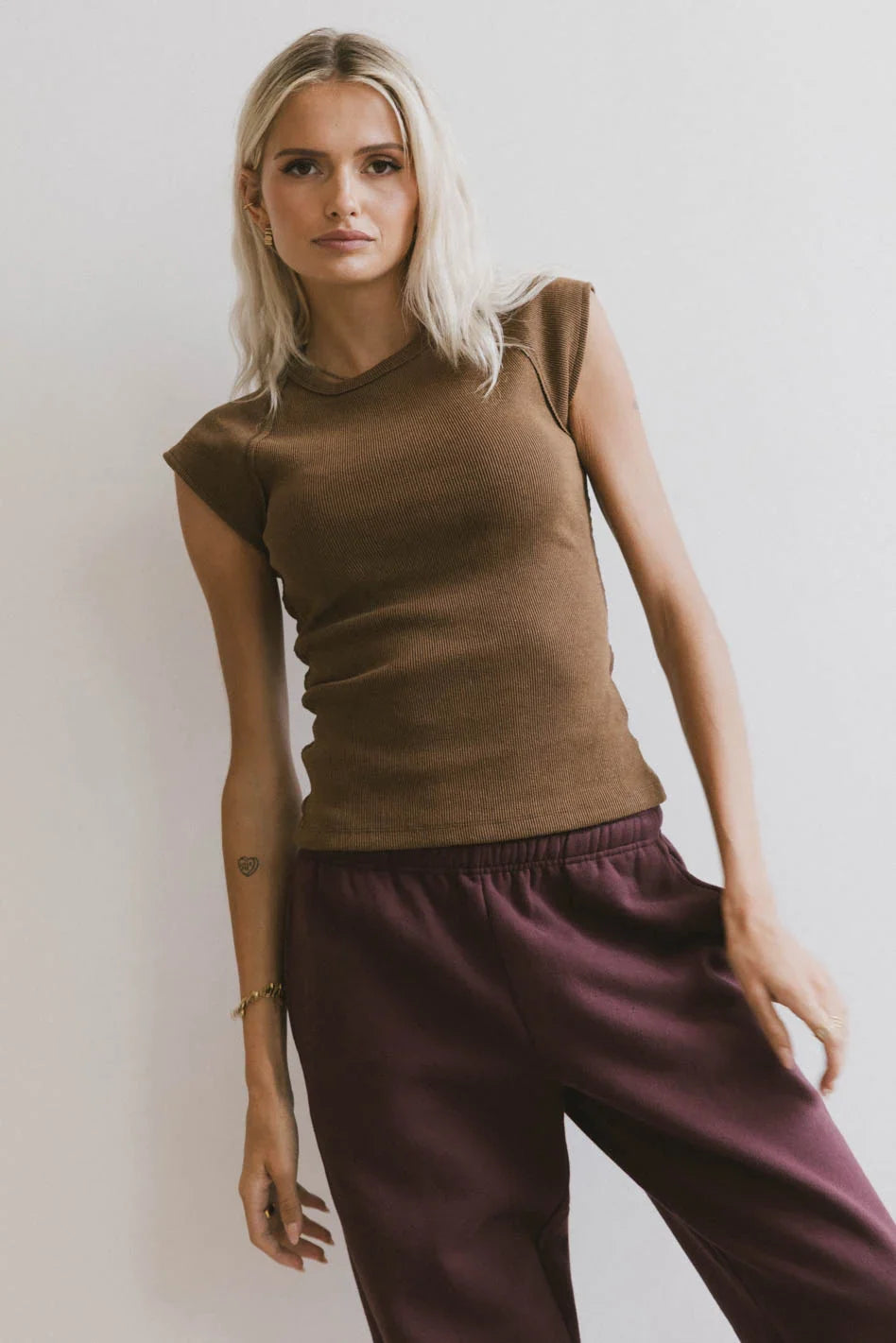 Huxley Cap Sleeve Top in Brown