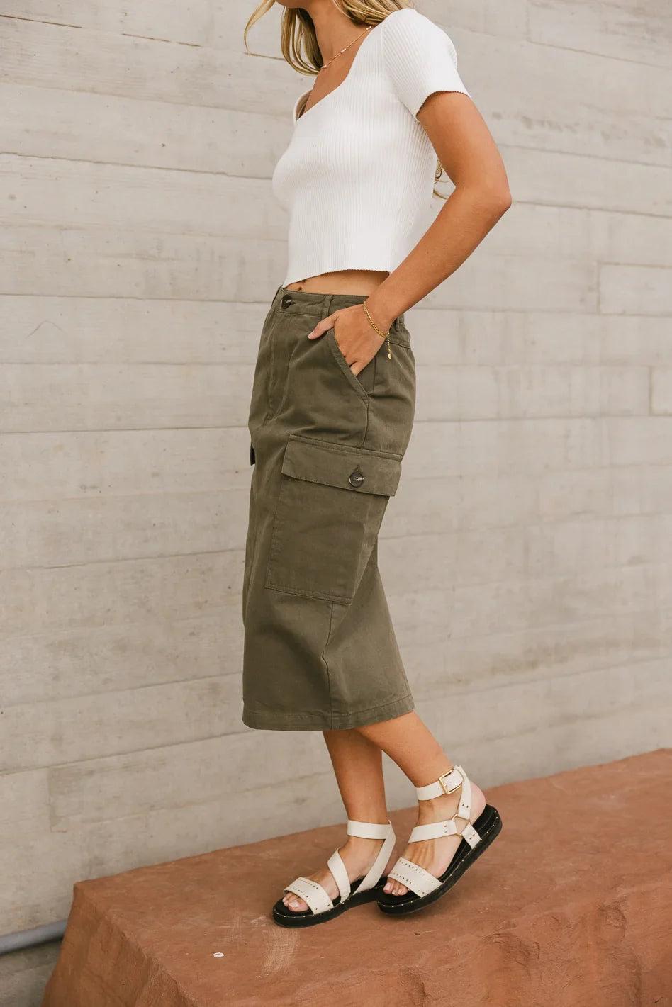 Damon Cargo Skirt in Olive - FINAL SALE