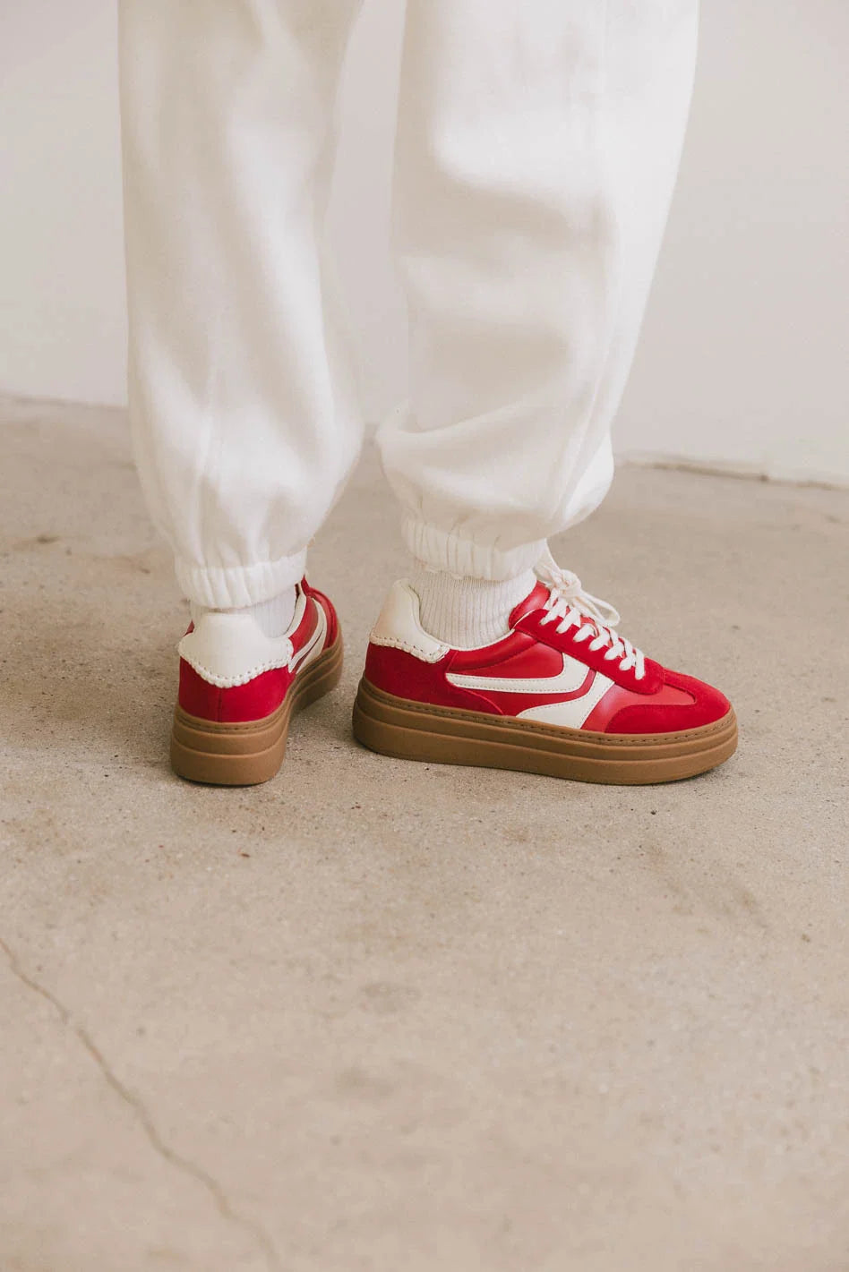 Steve Madden Dodge Platform Sneakers in Red