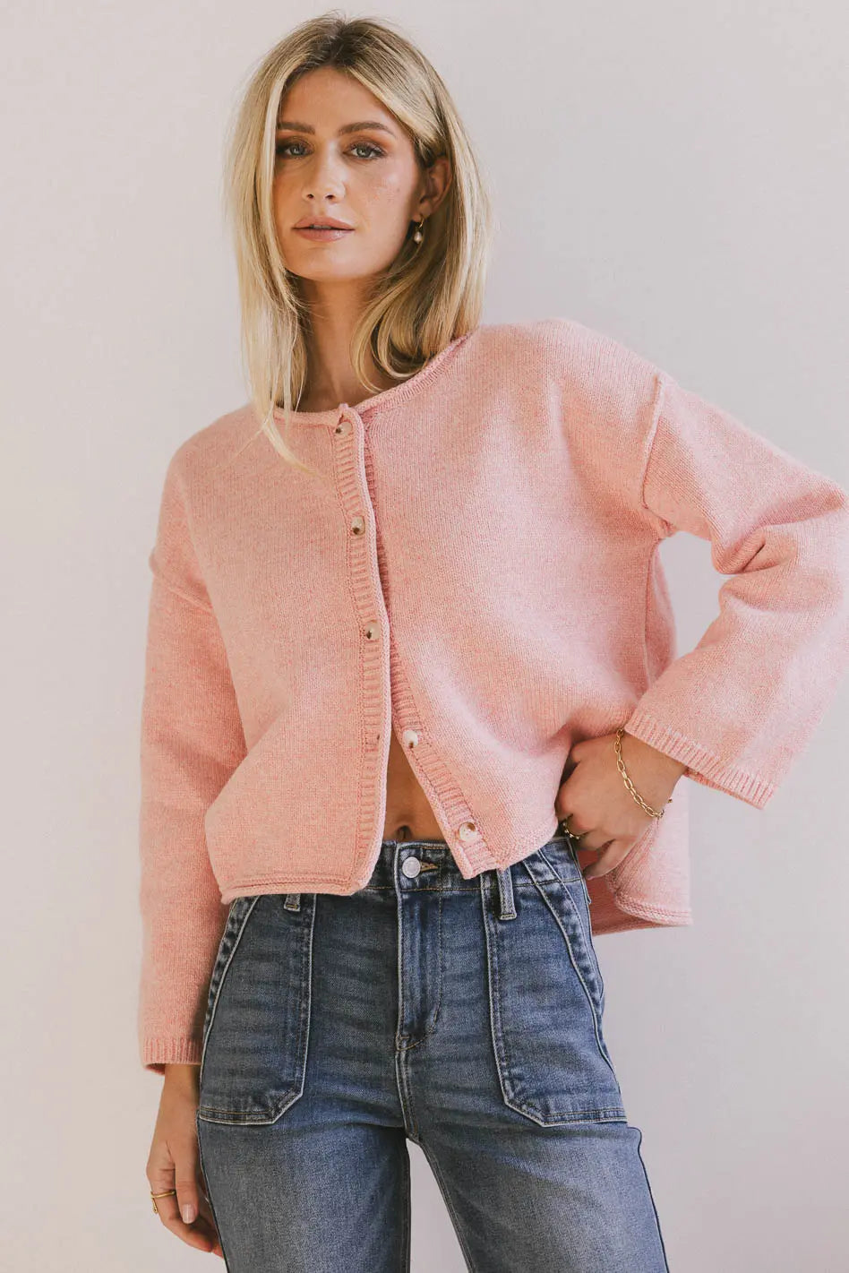 Carlie Knit Cardigan in Pink