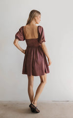 Alexis Satin Mini Dress in Mauve