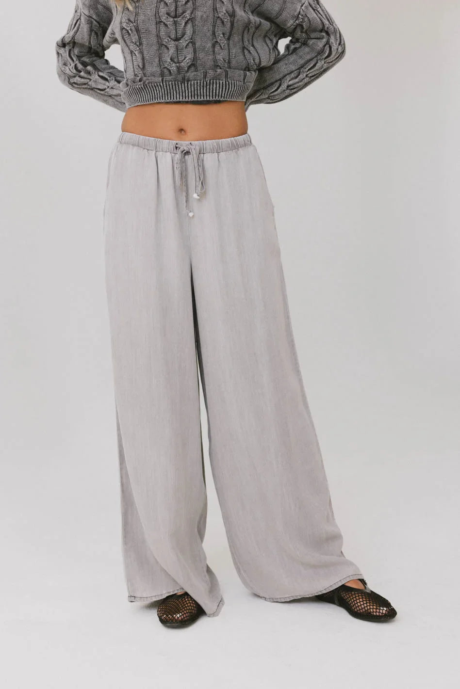 Luisa Wide Leg Pants in Grey - FINAL SALE