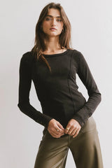 Sailor Ribbed Top in Black