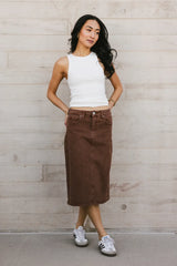 Jordan Denim Skirt in Brown - FINAL SALE