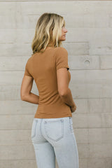 Scoop Neck Tee in Camel - FINAL SALE