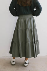 Luna Tiered Maxi Skirt in Sage - FINAL SALE