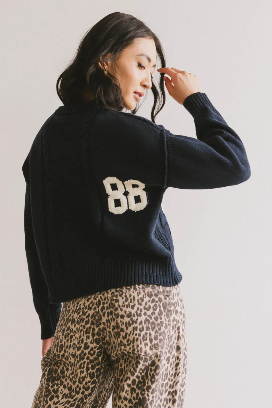 Jersey Cable Knit Sweater