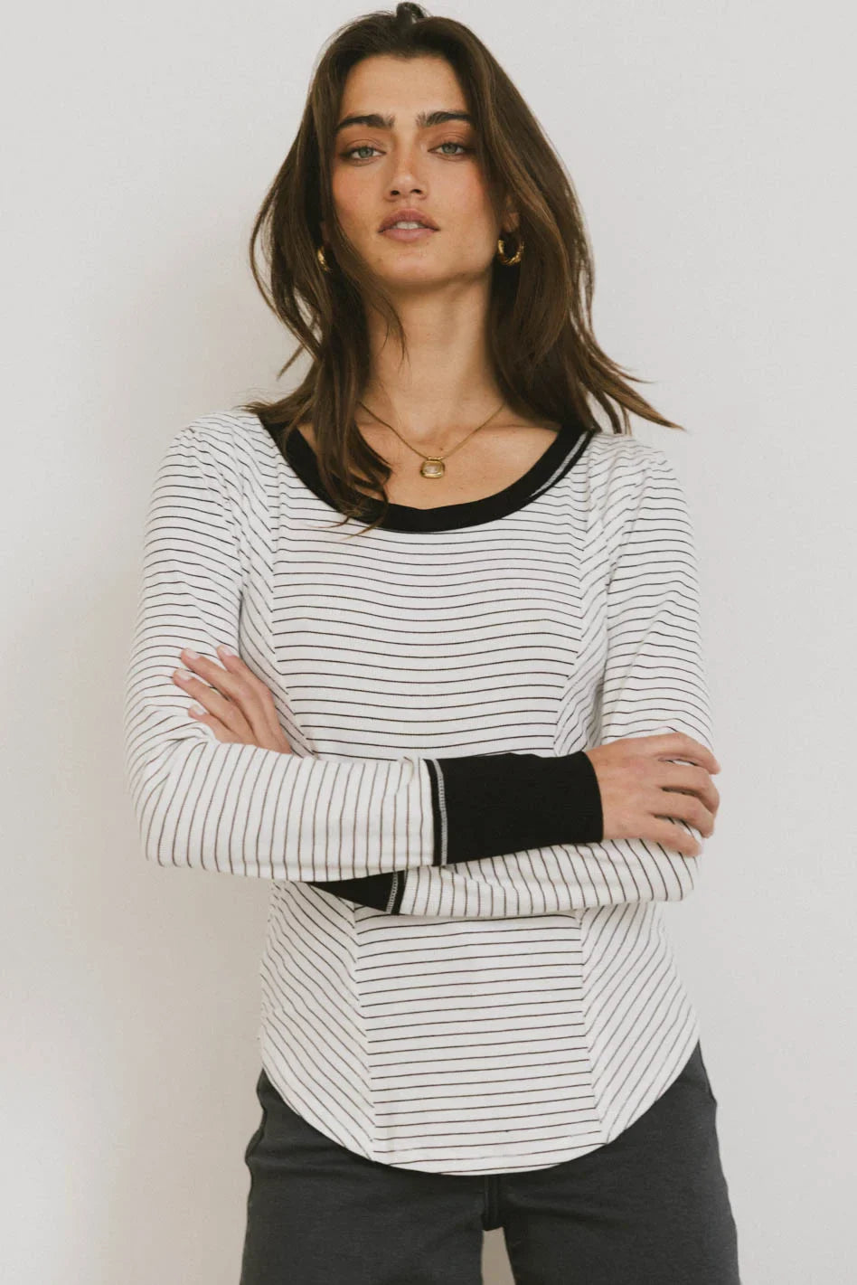 Alexandra Striped Top in White