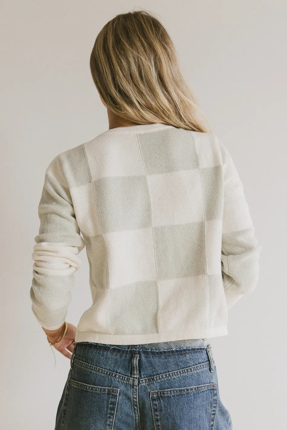 Sia Checkered Cardigan in Sage