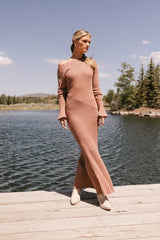 Grove Ribbed Maxi Dress in Clay - FINAL SALE