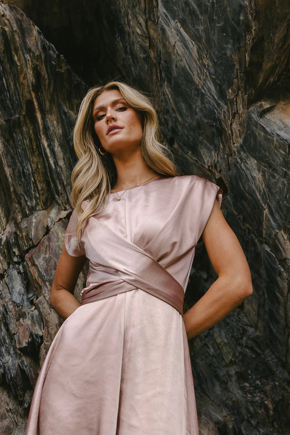 Rosalind Midi Dress in Mauve