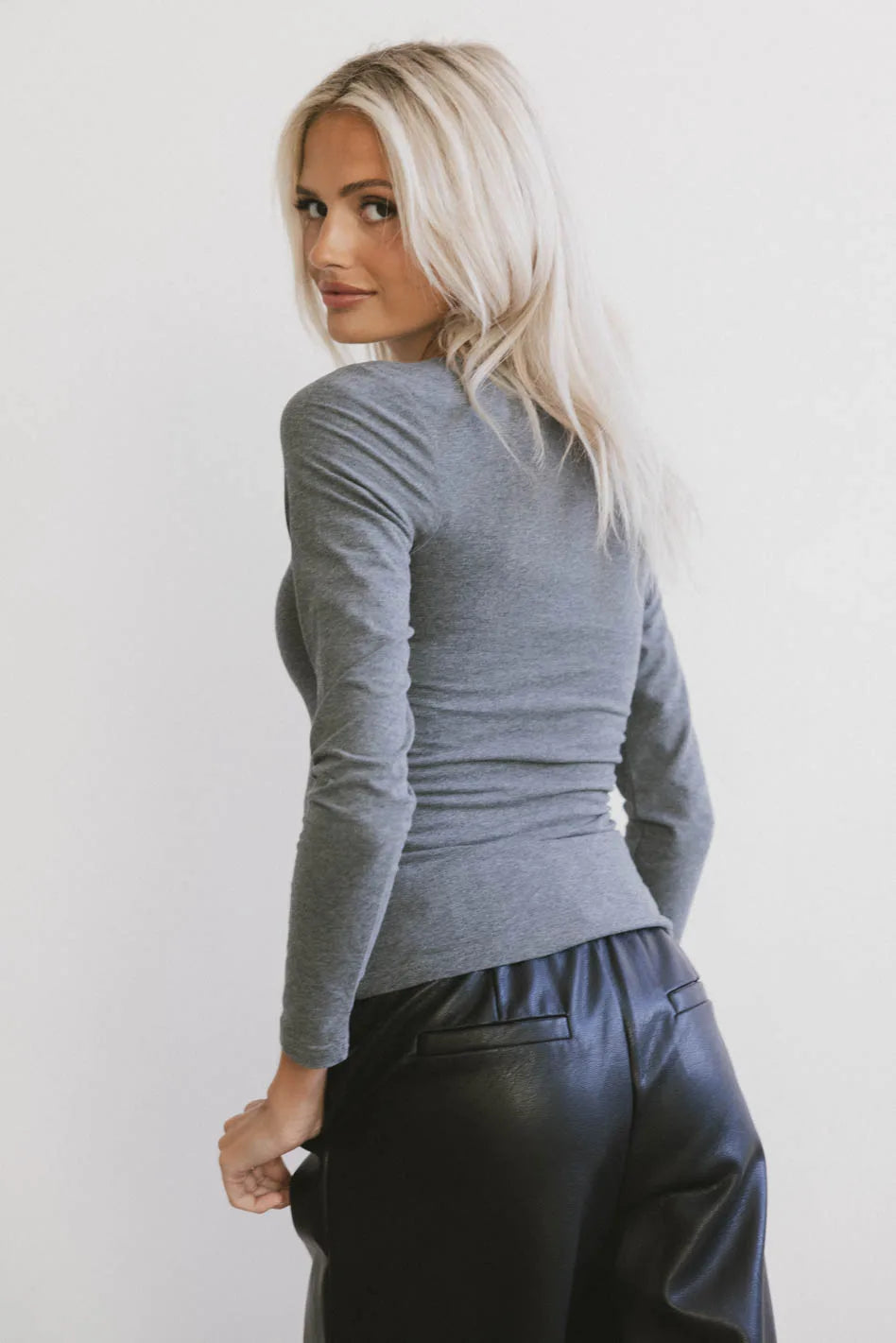 Tatiana Scoop Neck Top in Grey