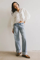 Violet Embroidered Blouse in White