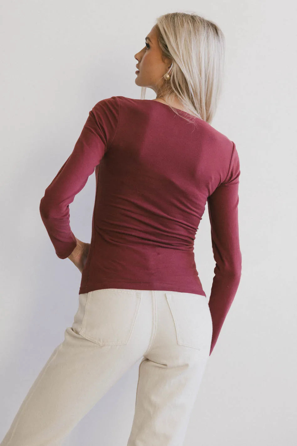 Tatiana Scoop Neck Top in Burgundy