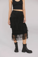 Where I Belong Midi Skirt in Black