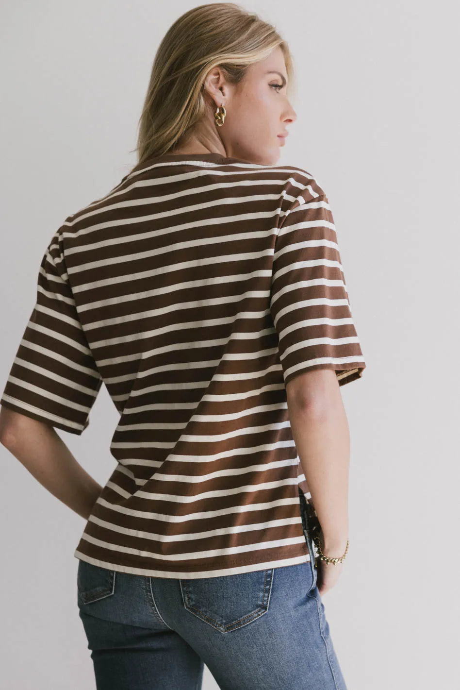 Freddie Striped Tee in Brown - FINAL SALE