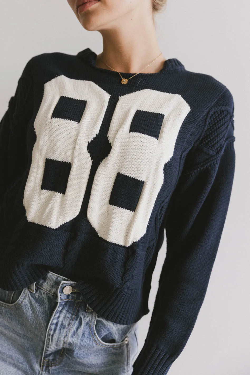 Jersey Cable Knit Sweater