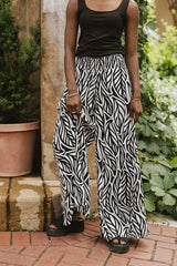 Petra Abstract Smocked Pants in Black