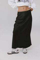 Preston Satin Skirt in Black - FINAL SALE