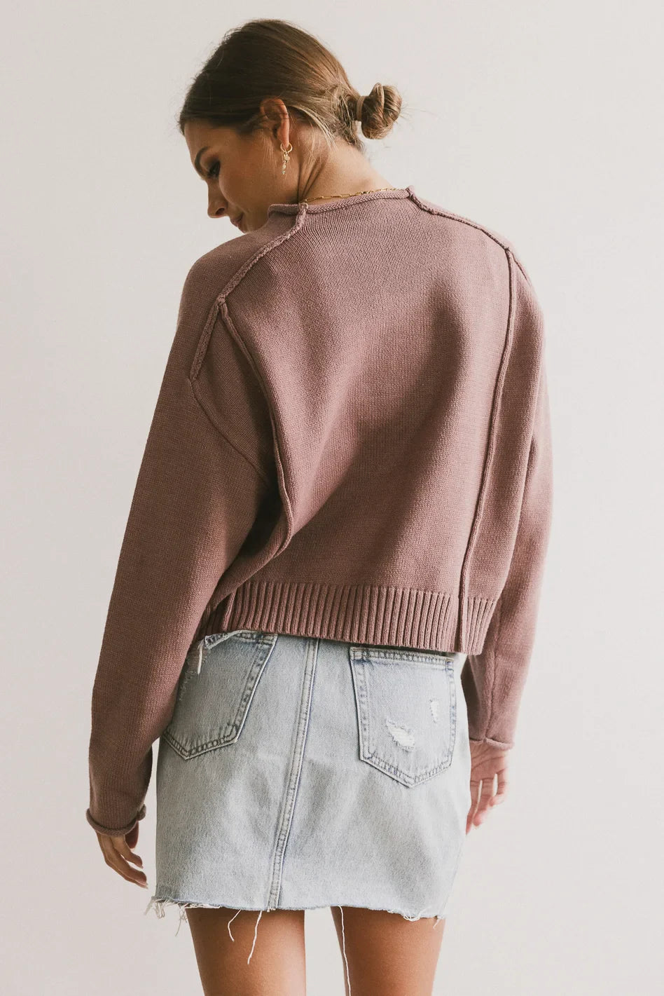 Leander Knit Sweater in Mauve