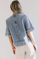 Jana Light Wash Denim Top