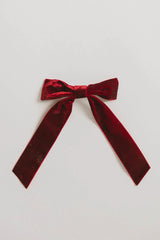 Long Tail Velvet Bow in Burgundy