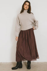 Grace Floral Tulle Skirt in Maroon