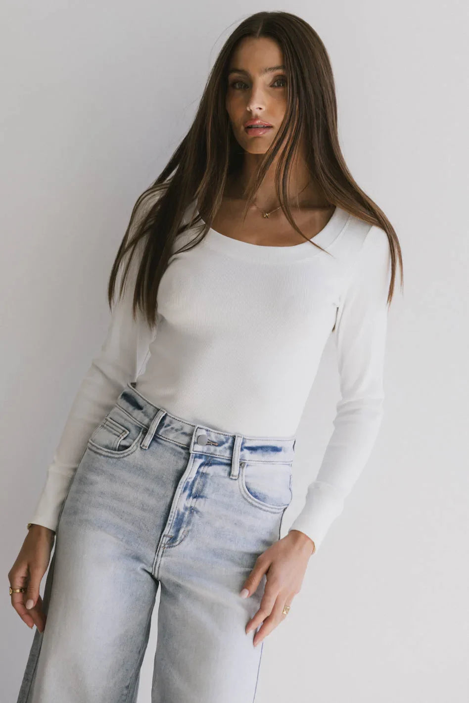 Tylar Scoop Neck Top in Ivory