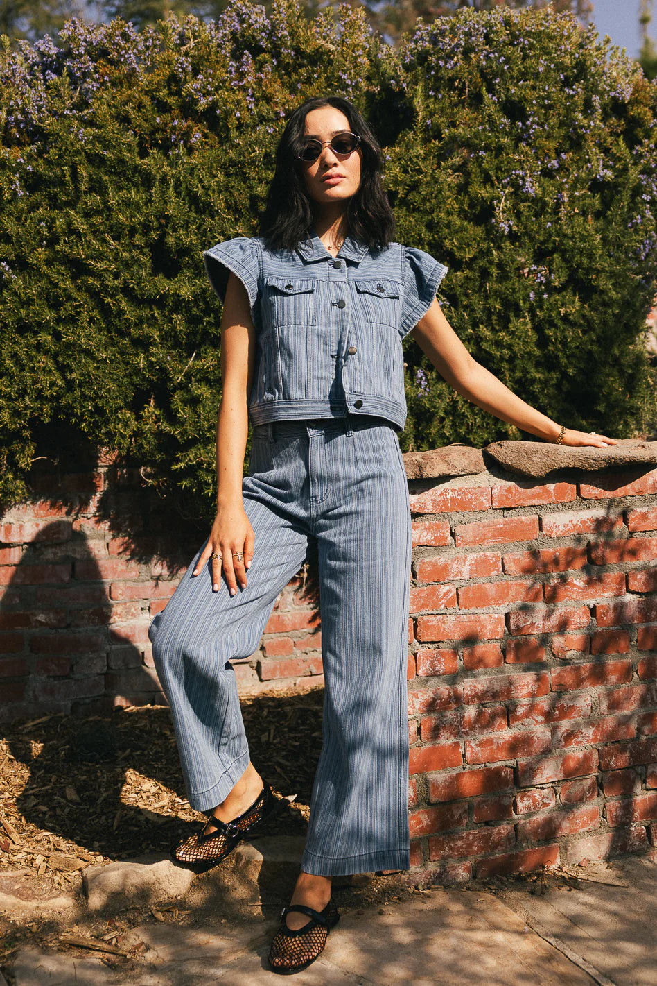 Jennie Denim Striped Button Up