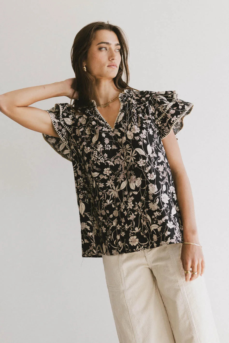 Rikki Printed Blouse in Black