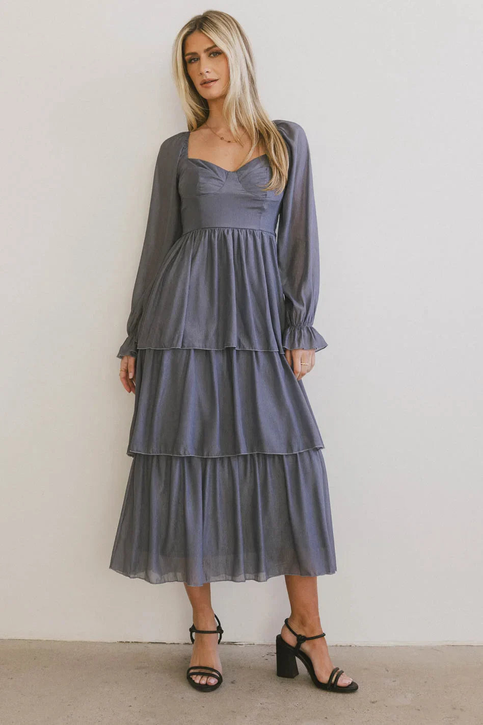 Manning Shimmery Midi Dress in Slate