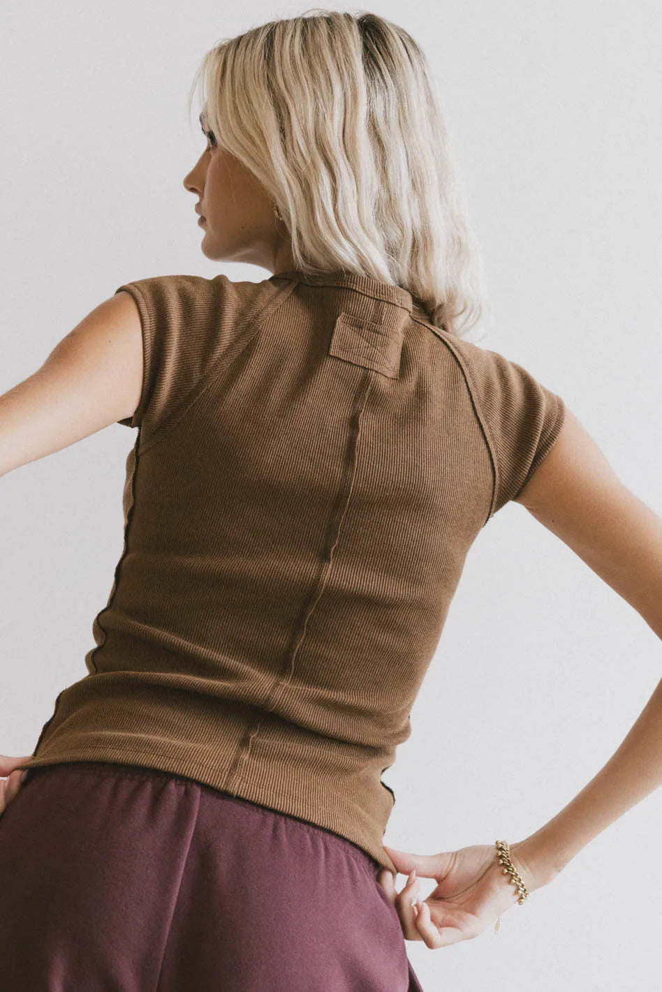 Huxley Cap Sleeve Top in Brown