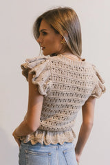 Shelly Ruffle Sweater in Natural