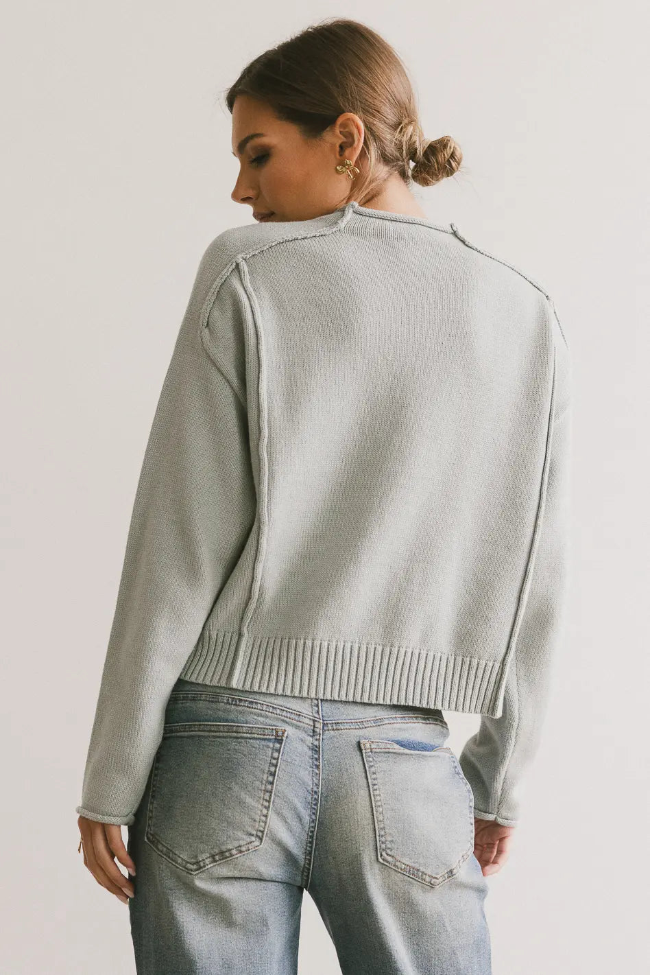 Leander Knit Sweater in Dusty Blue