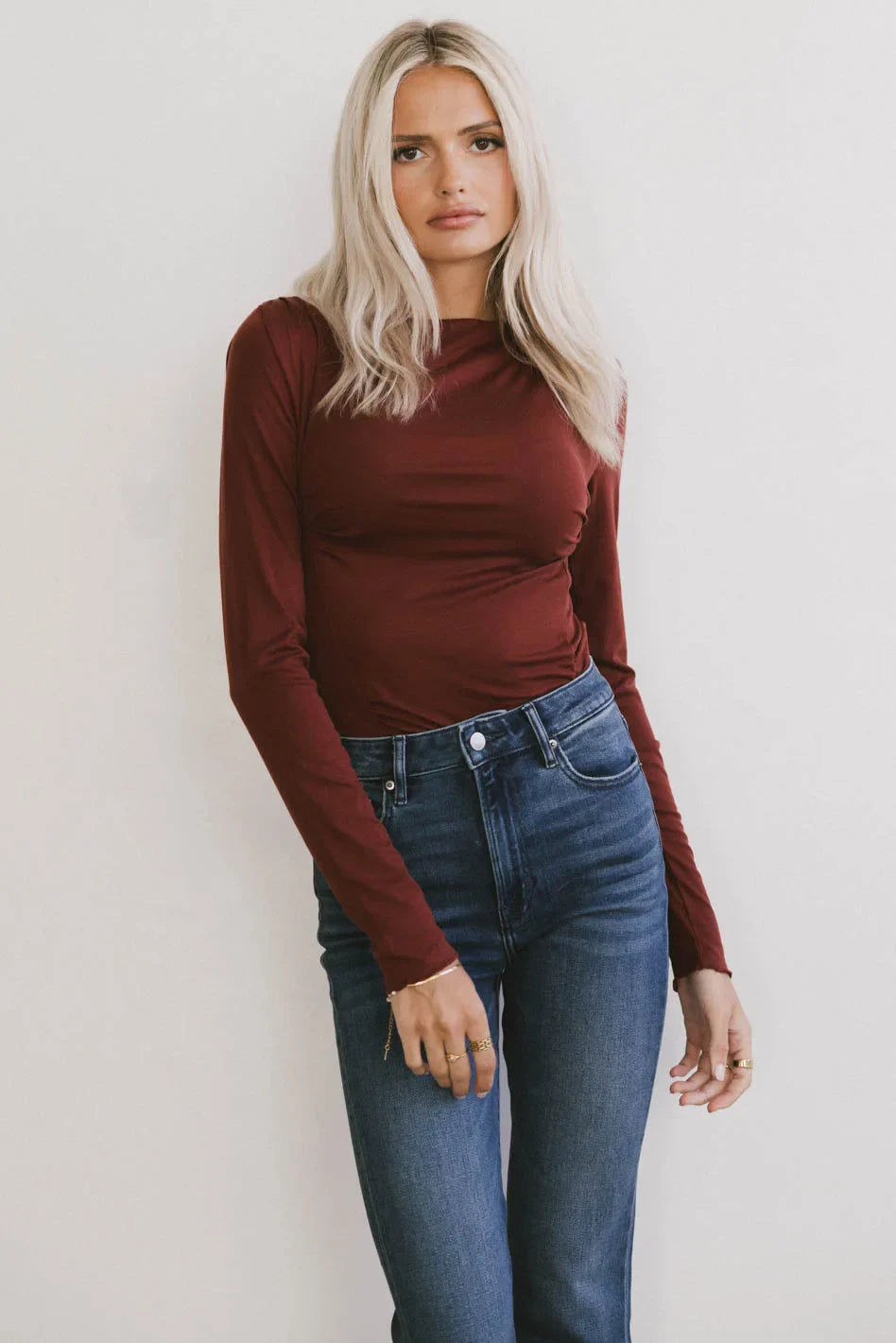 Bianca Ruched Top in Burgundy