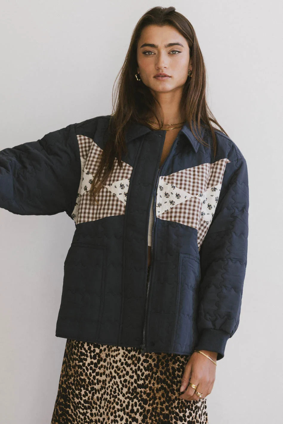 Karlie Quilted Jacket in Navy