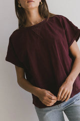 Indy Contrast Top in Burgundy - FINAL SALE