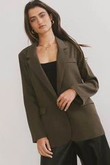 Crystal Blazer in Olive - FINAL SALE